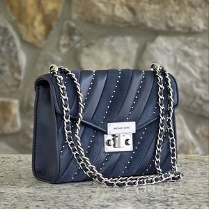 Michael Kors Rose Medium Blue Shoulder Bag